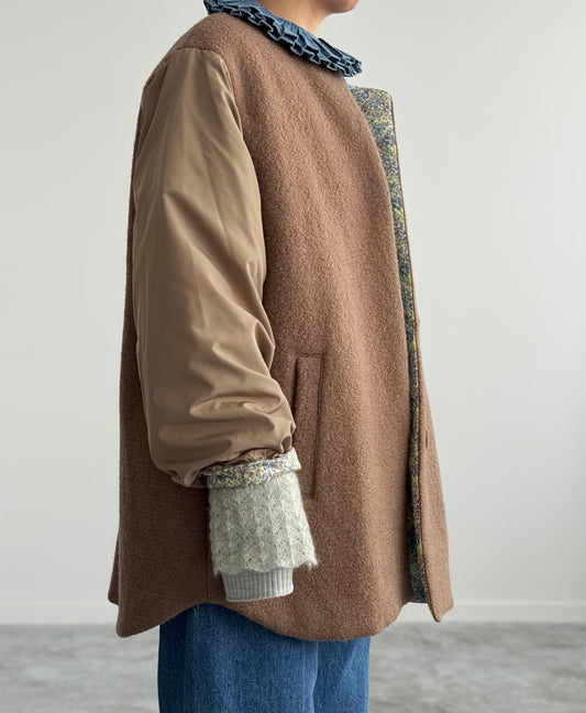 MOHAIR フリルリストウォーマー Porter des boutons ポルテデブトン シルバーグレー 着画