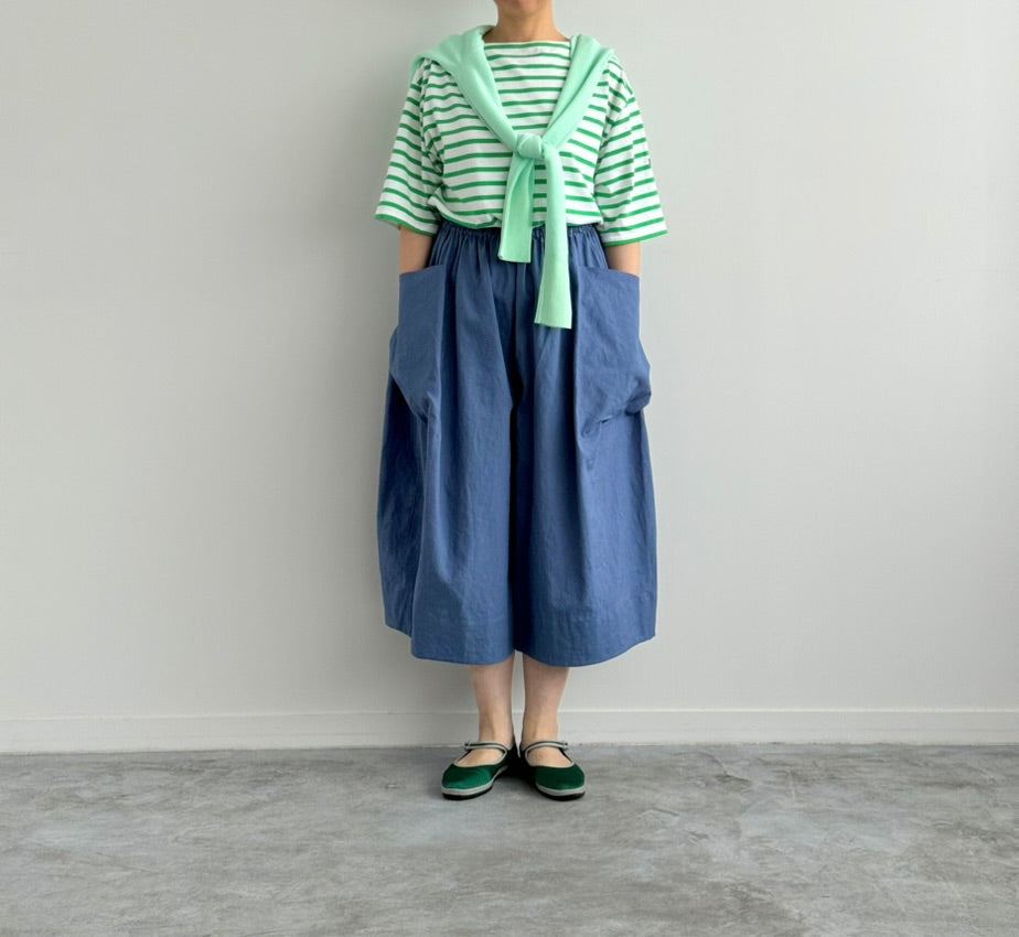 BIG POCKET CULOTTES (BLUE)　TENNE HANDCRAFTED MODERN　通販　取扱店　着画　正面