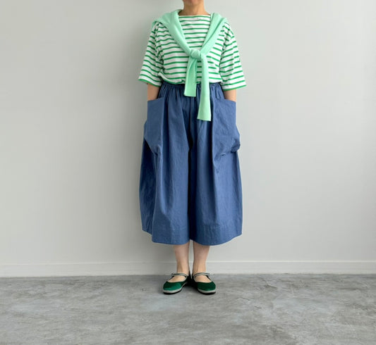 BIG POCKET CULOTTES (BLUE)　TENNE HANDCRAFTED MODERN　通販　取扱店　着画　正面