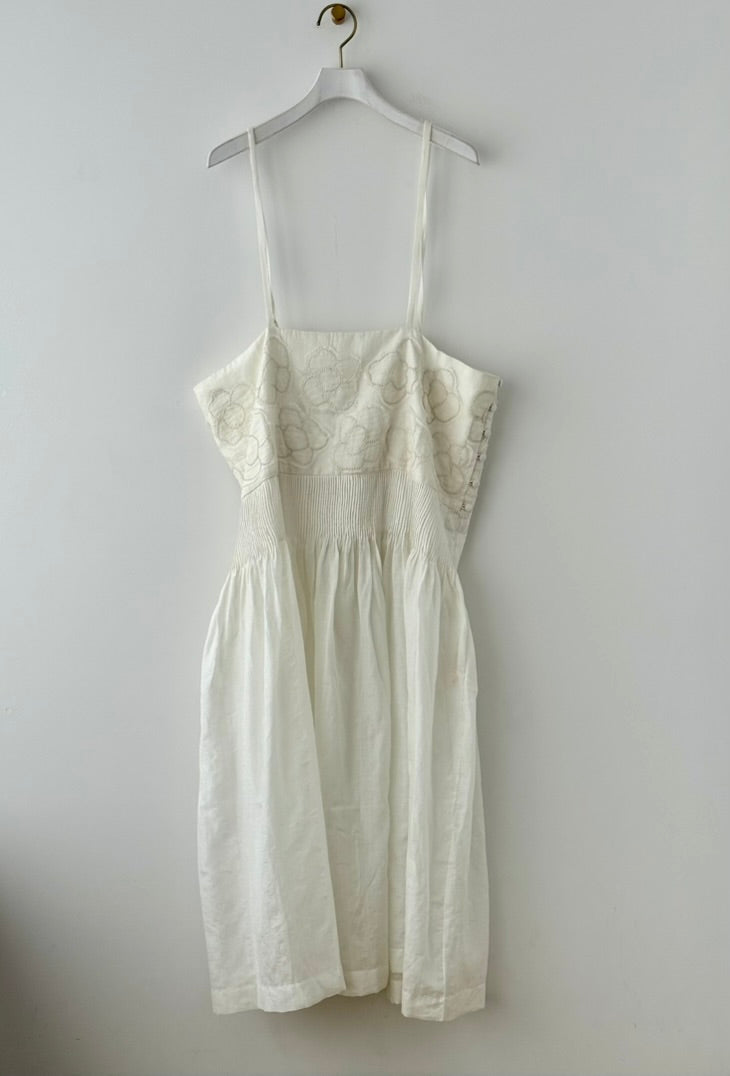 BUNON FLOWER RIBBON SKIRT WHITE