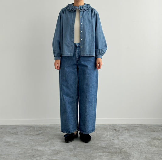 ダブルタックカラーブラウス　Porter des boutons　ポルテデブトン　ブリーチ　着画　正面