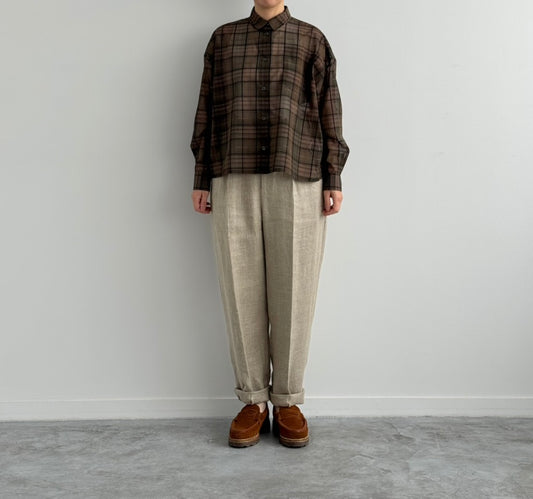 チェックシャツ　Porter des boutons ポルテデブトン　通販　取扱店　着画全身　正面