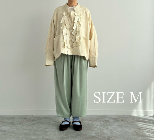 RIBBON RAGLAN JACKET　BUNON 　ブノン　ジャケット　通販　広島
ECRU SIZE M 着画　正面