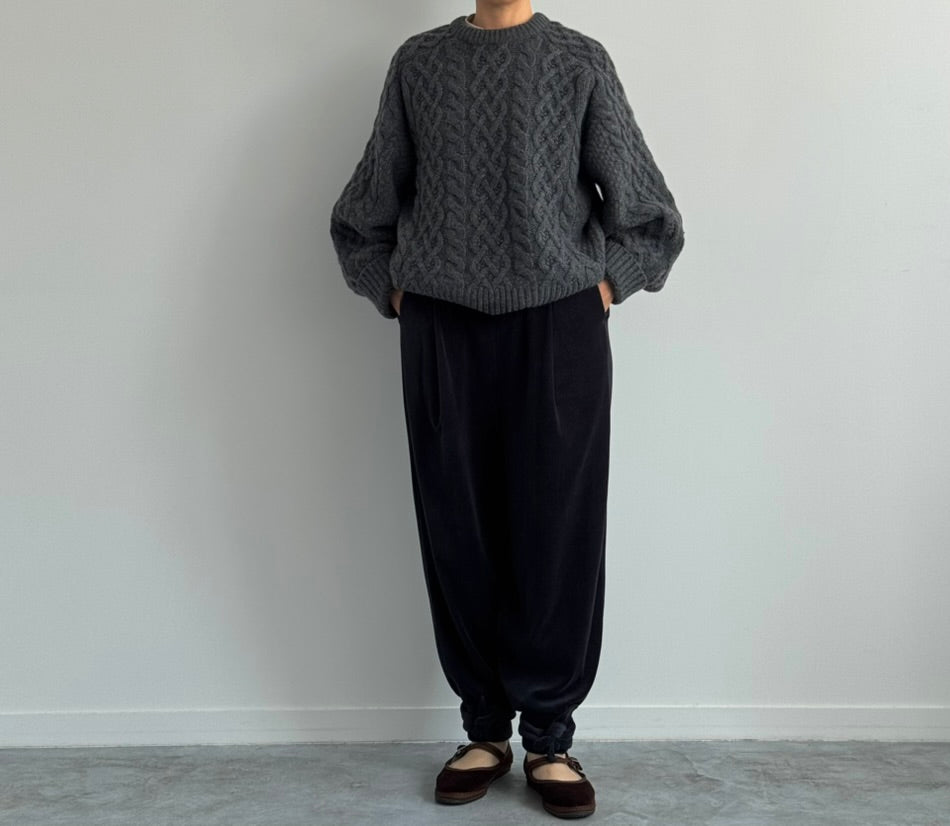 VOLUME SLEEVE ALAN KNIT PULLOVER (CHARCOAL) TENNE HANDCRAFTED MODERN ニット 通販　取扱店