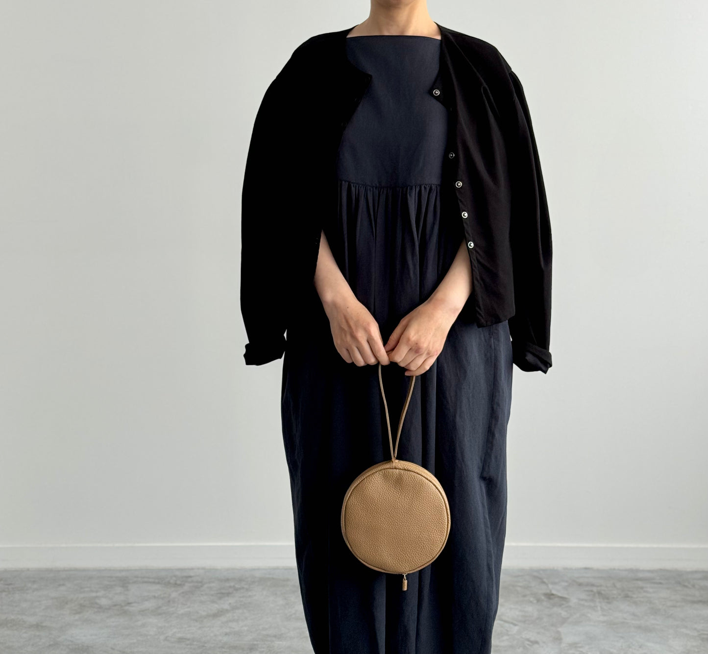 VISCOSE LINEN NO SLEEVE COCOON DRESS (DARK NAVY)