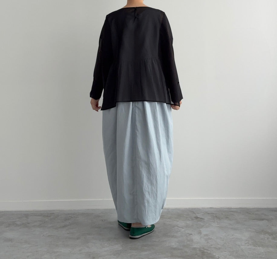 VISCOSE LINEN NO SLEEVE COCOON DRESS (LIGHT BLUE)