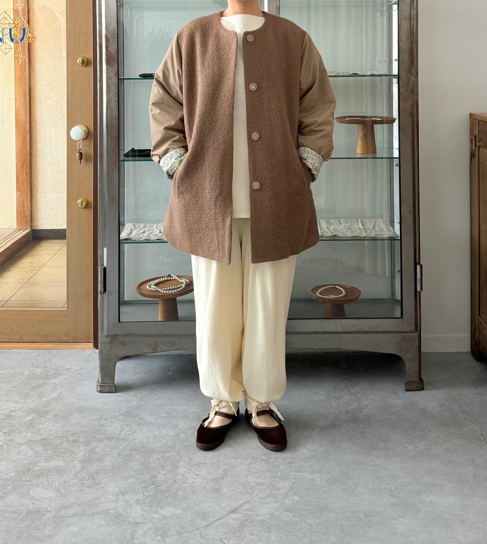 リバティリバーシブルコート (モカベージュ）　Porter des boutons　ポルテデブトン　通販　取扱店