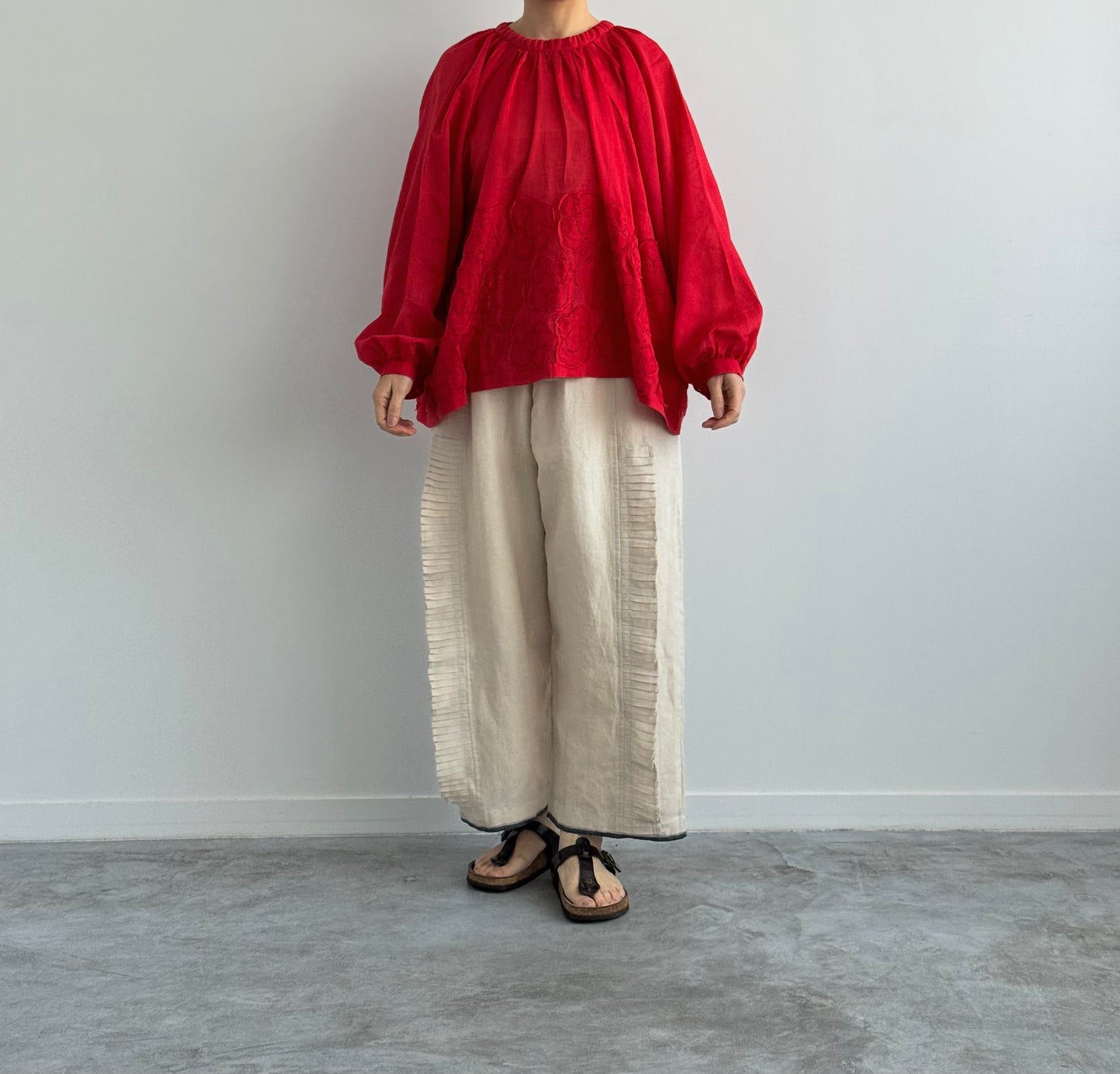 FLOWER RIBBON BLOUSE BUNON ブラウス　通販　取扱店　anemone 着画　正面