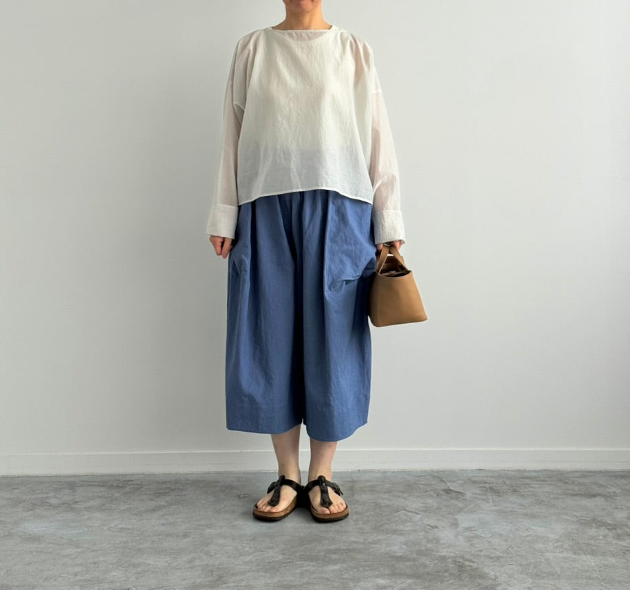 BIG POCKET CULOTTES (BLUE)　TENNE HANDCRAFTED MODERN　通販　取扱店　着画　正面
