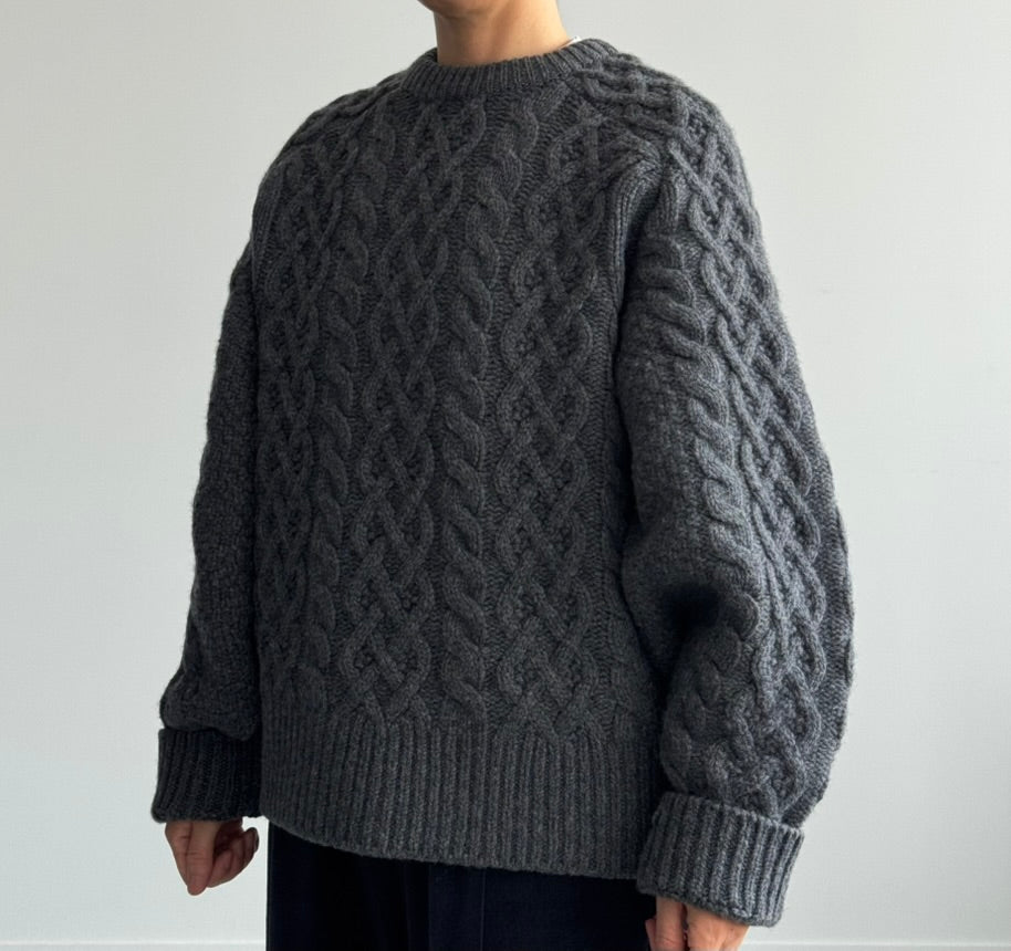 VOLUME SLEEVE ALAN KNIT PULLOVER (CHARCOAL) TENNE HANDCRAFTED MODERN ニット 通販　取扱店