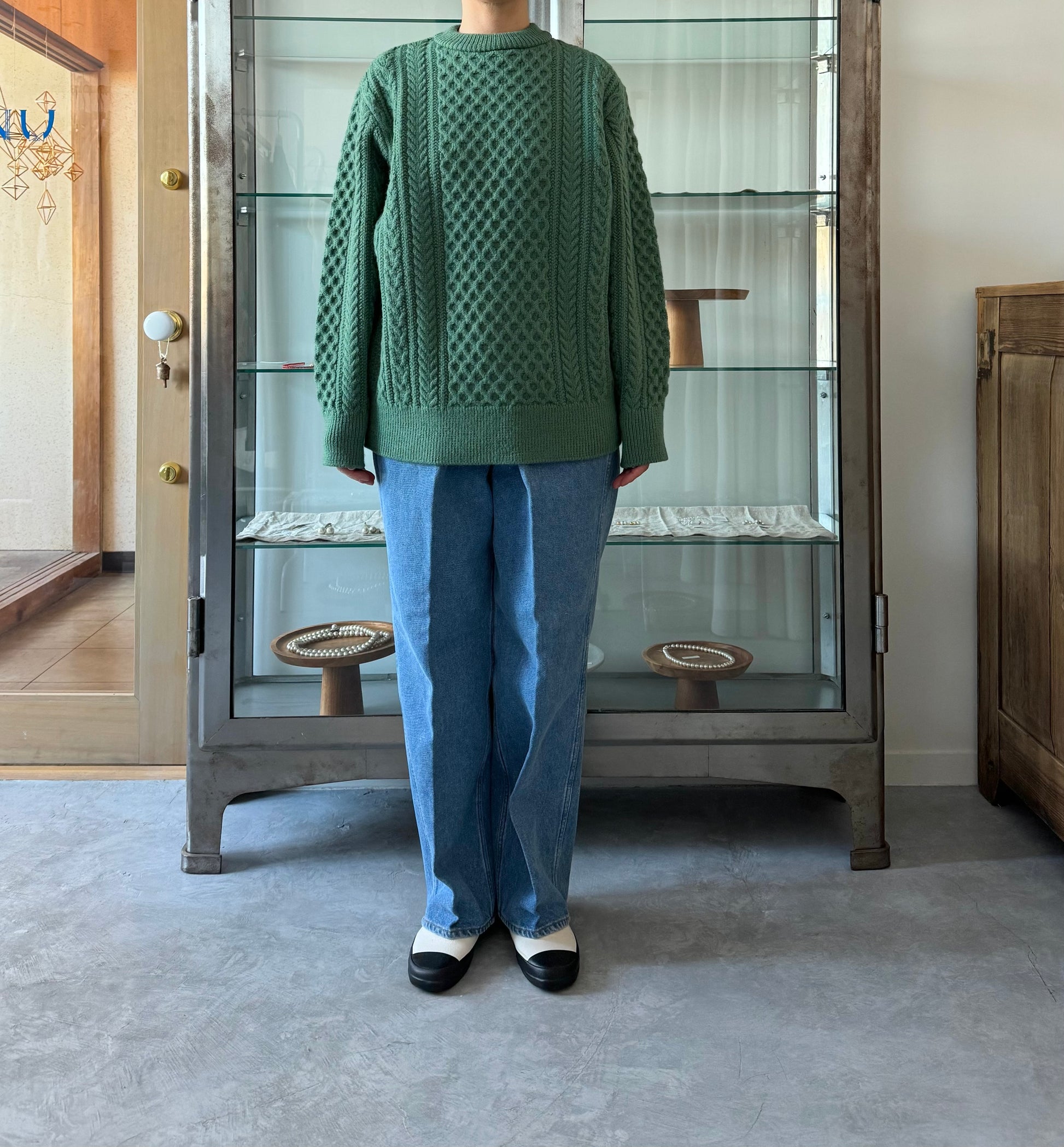 REBORN WOOL ARAN KNIT P/O　Yonetomi　米富繊維　ニット　セーター　通販