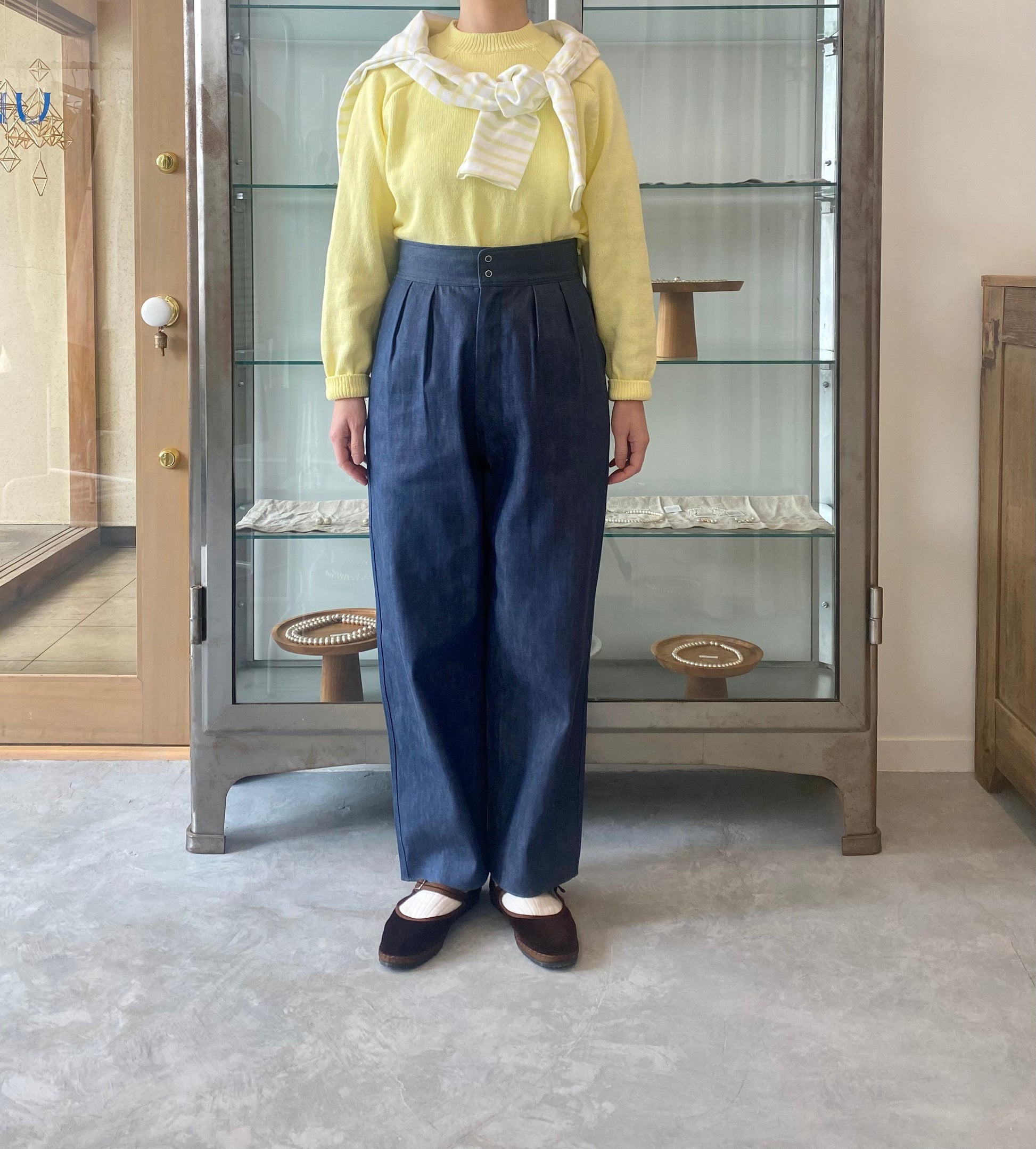 WASHI COTTON KNIT P/O Yonetomi 米富繊維　サドルショルダー　ニット　通販