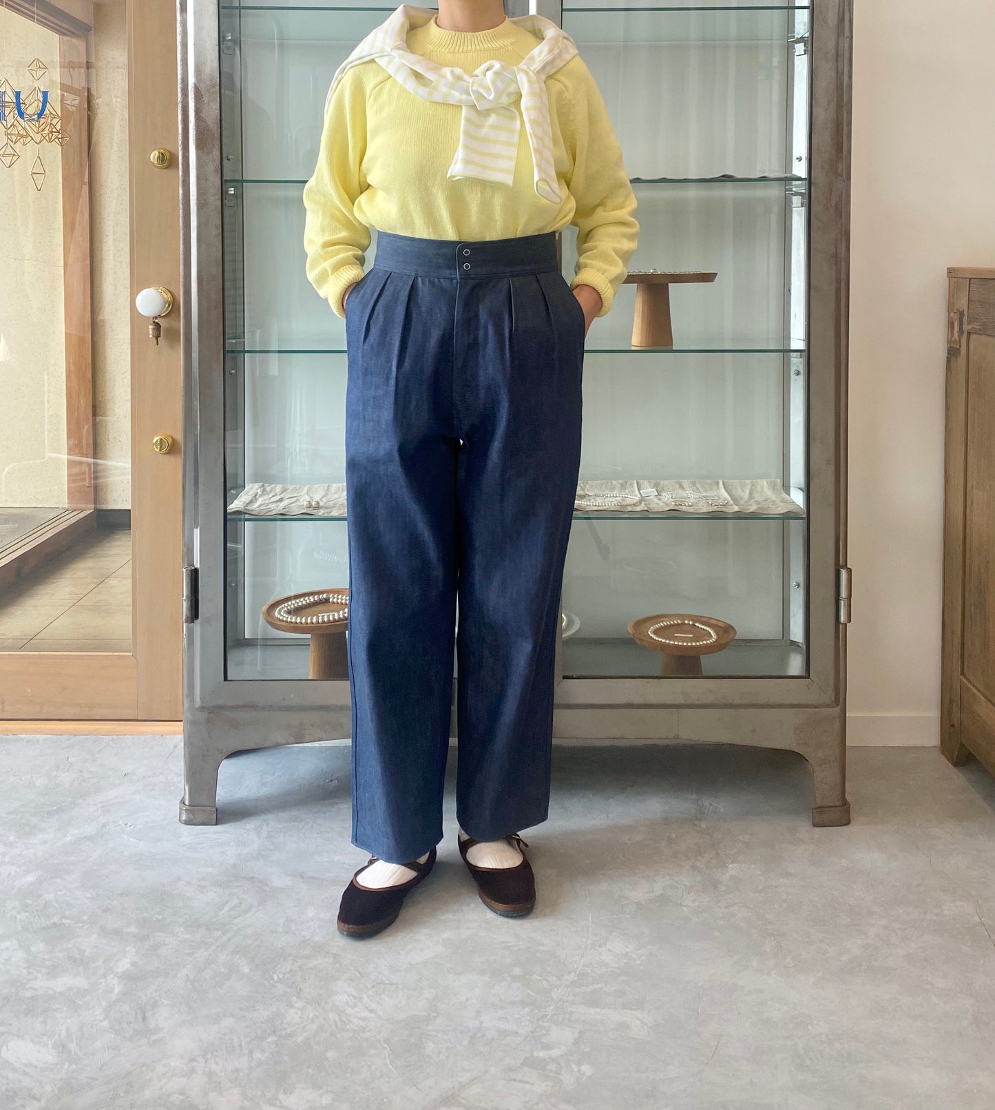 WASHI COTTON KNIT P/O Yonetomi 米富繊維　サドルショルダー　ニット　通販